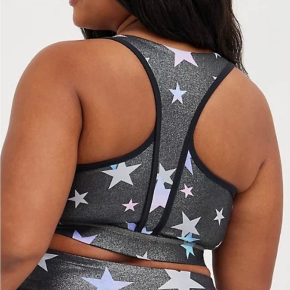 Torrid Zip Front Longline Low-Impact Sports Bra Size 3 Grey Shine Star Core Yoga - Picture 15 of 15
